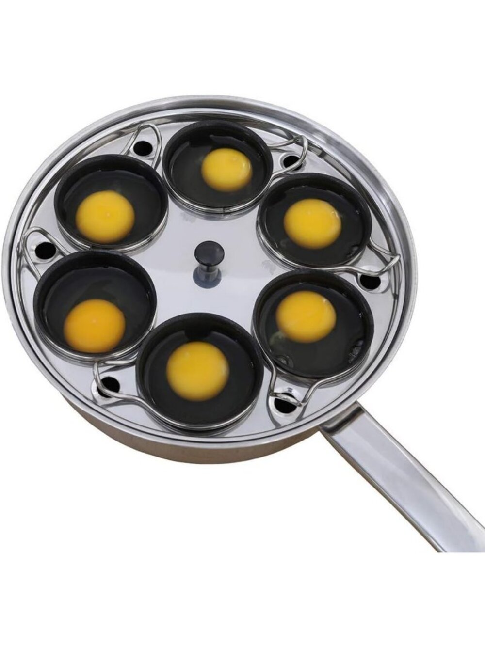 6-Cup Stainless Steel Egg Poacher Set - Nonstick PFOA-Free Cookware with Spatula